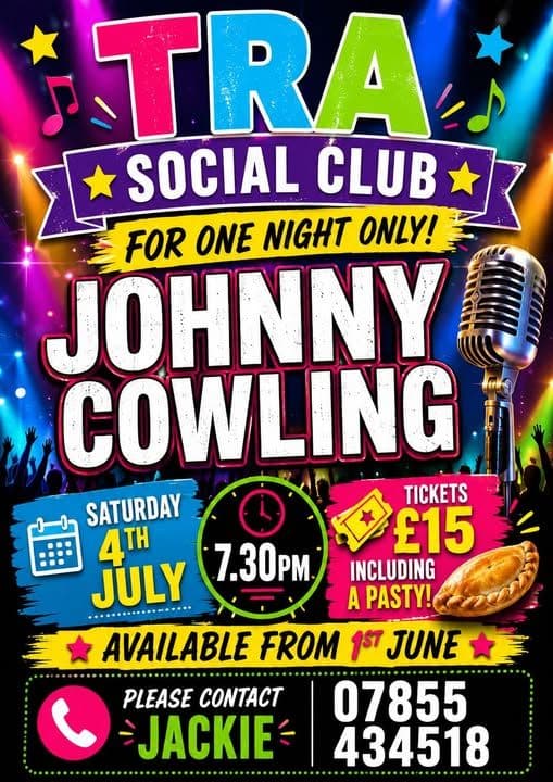 Poster for Johnny Cowling at TRA Social Club