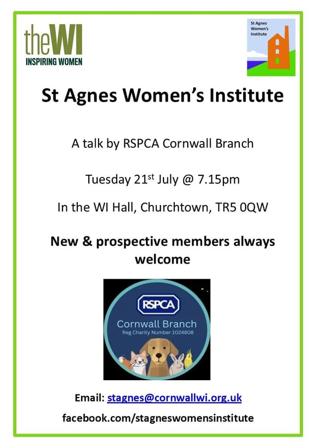 Banner image for St Agnes Women's Institute: A talk by RSPCA Cornwall Branch
