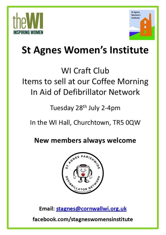 Banner image for St Agnes Women's Institute WI Craft Club Coffee Morning